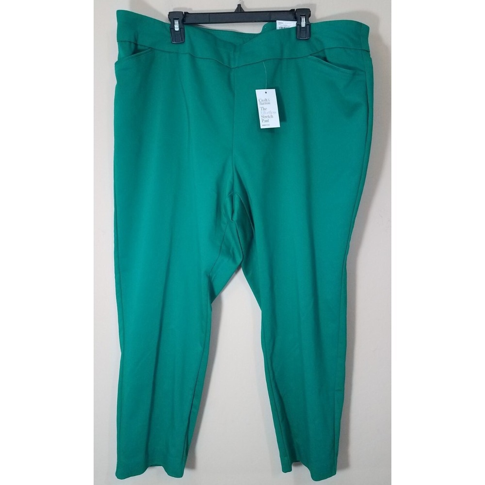 Croft & Barrow Pants Women 24W Short Green Straight Fit Mid Rise‎ NEW